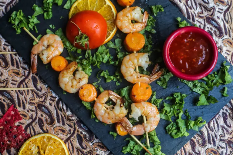 Grilled Shrimp and carrots Skewers