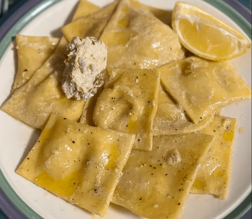 Homemade Four Cheese Ravioli on a plate