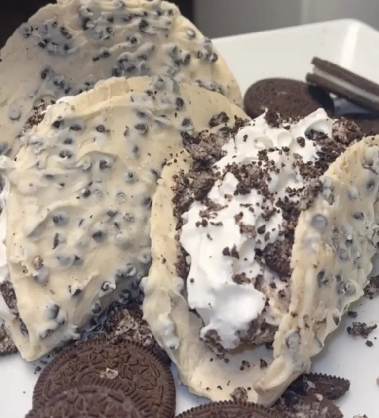 Oreo Cheesecake Taco with whipped cream on top.