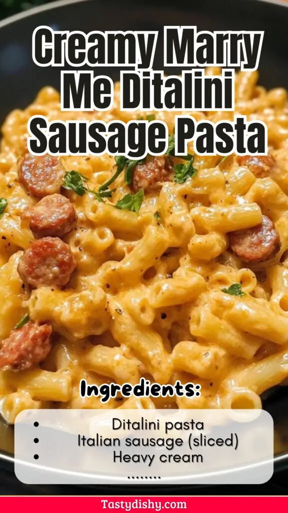 Indulge in this Delicious Creamy Marry Me Ditalini Sausage Pasta Recipe that's perfect for busy weeknights! With simple ingredients, this dish brings comfort and flavor to your table, making it a family favorite. Enjoy a creamy blend that elevates your dinner and saves you time. It's a must-try for quick meals! Don't forget to save this pin for your next easy dinner idea!