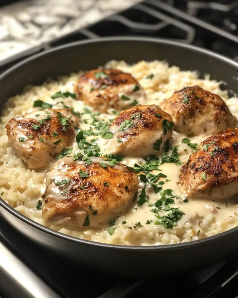 One-Pan Creamy Parmesan Chicken & Rice