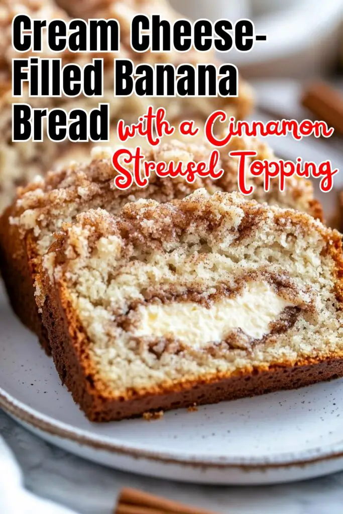 Indulge in our Delicious Cream Cheese-Filled Banana Bread with Cinnamon Streusel! This heavenly recipe blends moist banana bread with rich cream cheese filling and a crunchy cinnamon topping. Perfect for breakfast or a sweet treat! You'll love how soft and fluffy each slice is. Try it today and savor the deliciousness—don't forget to save the pin for later!