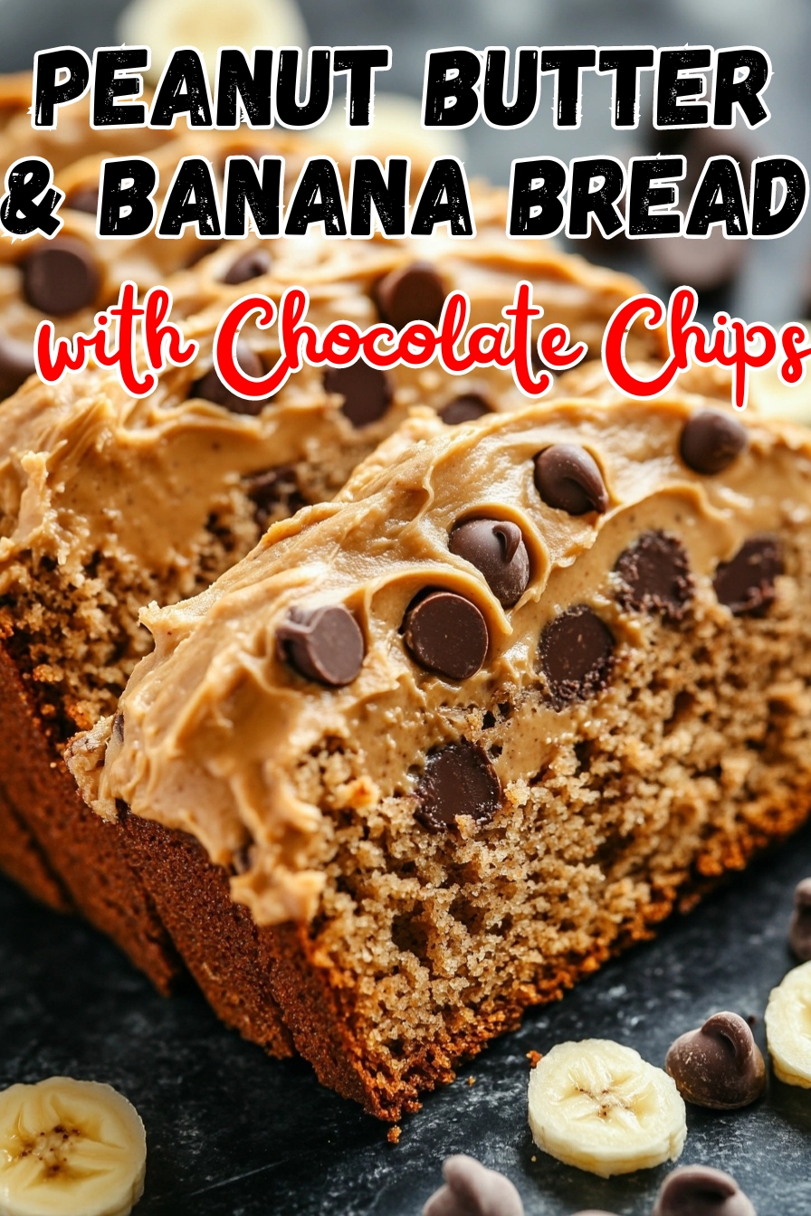 Delicious Creamy Peanut Butter Banana Bread with Chocolate Chips