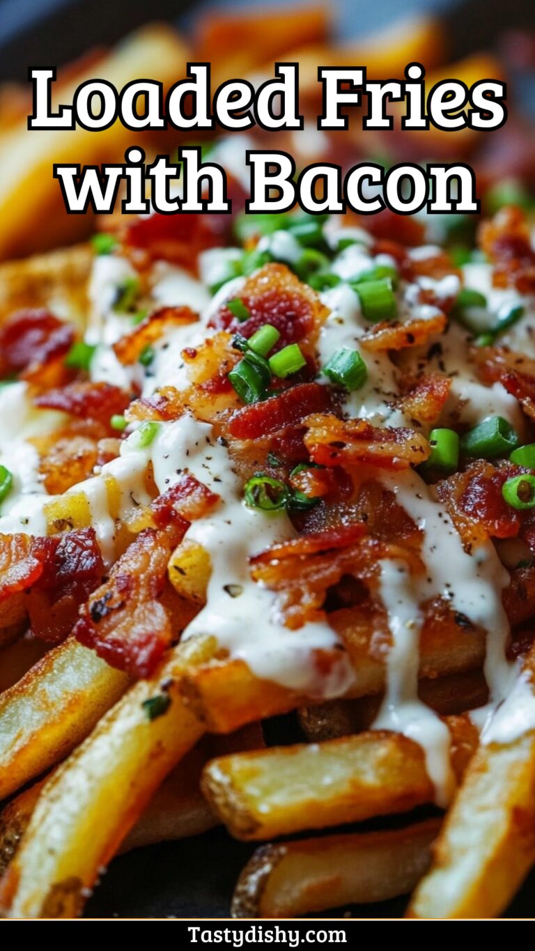 Indulge in the ultimate comfort food with these Loaded Bacon Fries! Perfectly crispy fries are smothered in rich cheese, savory bacon, and your favorite toppings, making this dish a delicious way to satisfy hunger in no time! Ideal for busy moms looking for quick and tasty dinner ideas. Don't miss out—save this pin now and bring comfort to your table!