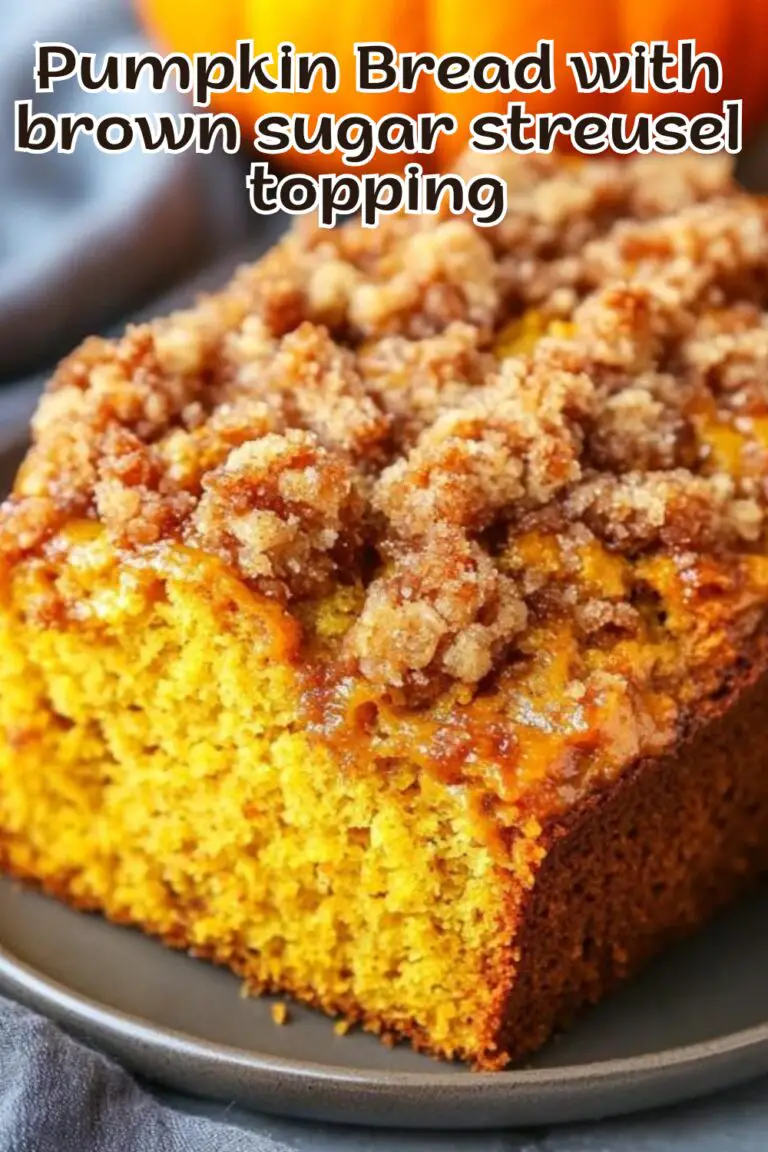 Experience the warmth of fall baking with this Delicious Pumpkin Bread with Brown Sugar Streusel Topping! Moist and bursting with rich pumpkin flavor, this recipe features a delightful streusel that adds the perfect crunch. Ideal for cozy nights or as a seasonal treat, it's an easy recipe that everyone will love. Don't miss out on making this comforting dessert—save this pin and try it today! #PumpkinBread #BrownSugarStreusel #FallBaking #ComfortFood