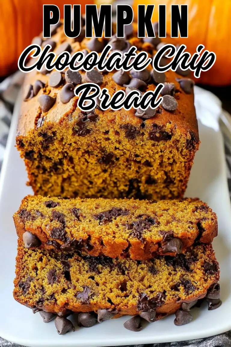 Indulge in this delicious Pumpkin Chocolate Chip Bread – a perfect blend of fall flavors! It's moist, sweet, and packed with rich chocolate chips. This treat is not just tasty, it's also a great way to enjoy seasonal pumpkins! Try this easy recipe for a cozy snack today. Save this pin for your baking inspiration! 🍞🍫🎃