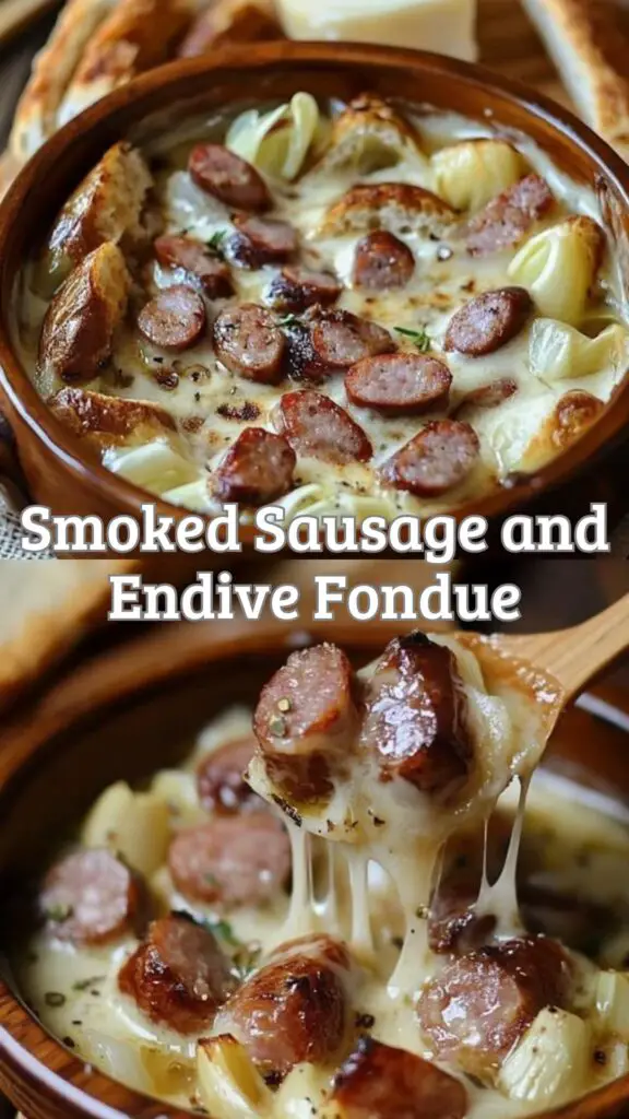 Indulge in this Delicious Smoked Sausage and Endive Fondue Recipe! This creamy, savory dish combines smoky sausage with tender endive for a delightful flavor explosion. Perfect for cozy dinners or entertaining friends, it's a crowd-pleaser that’s easy to make. Try it tonight and create a memorable dining experience! Save this pin for your next delicious dinner!